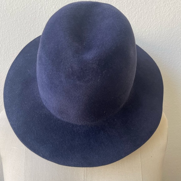 Shop Bop Hat Attack Navy Brushed Fur Felt Fedora Hat - Picture 3 of 3